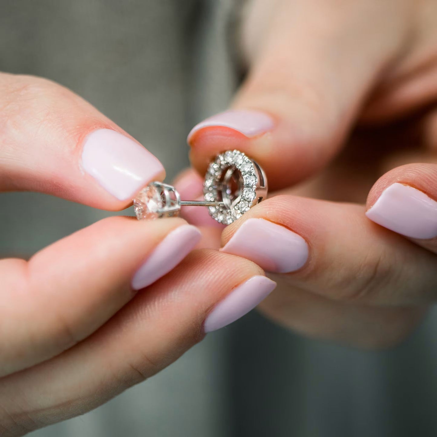 1.20 TCW Round Cut Moissanite Halo Earrings in Gold 2