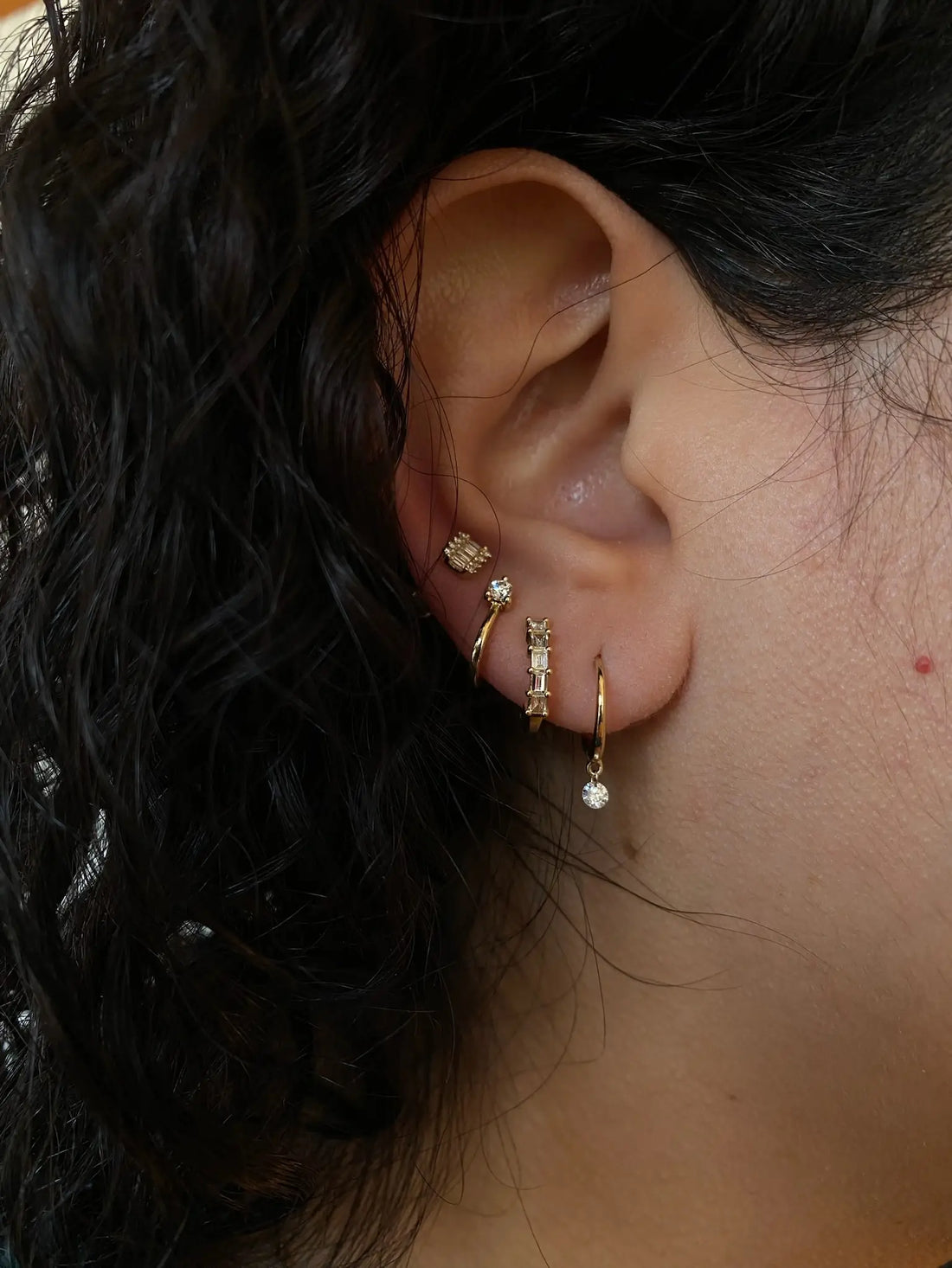 Classic 0.20 TCW Round Cut Moissanite Hoops Earrings in Gold 2