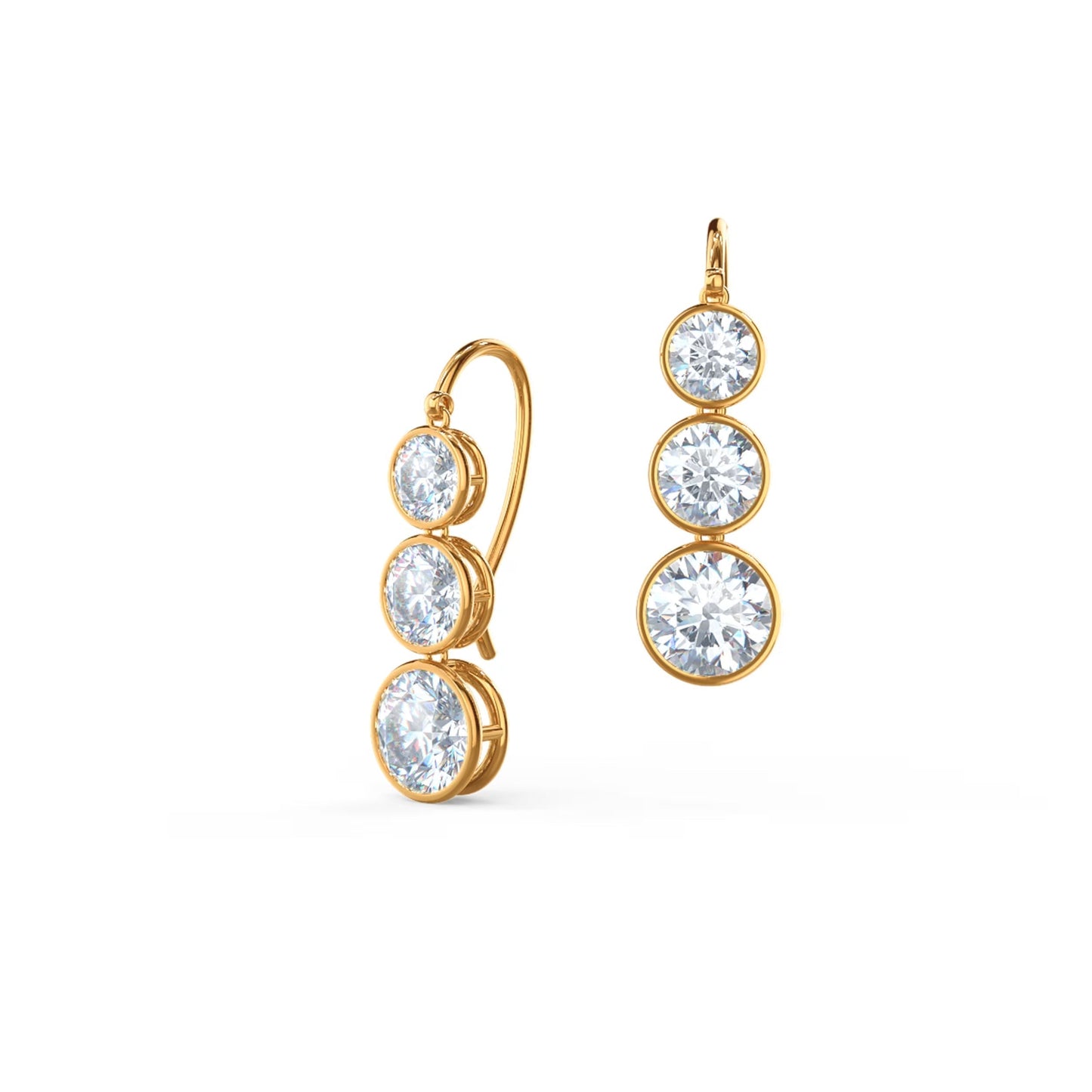 1.0 TCW Round Cut Moissanite Bezel Drop Earrings in Gold 1