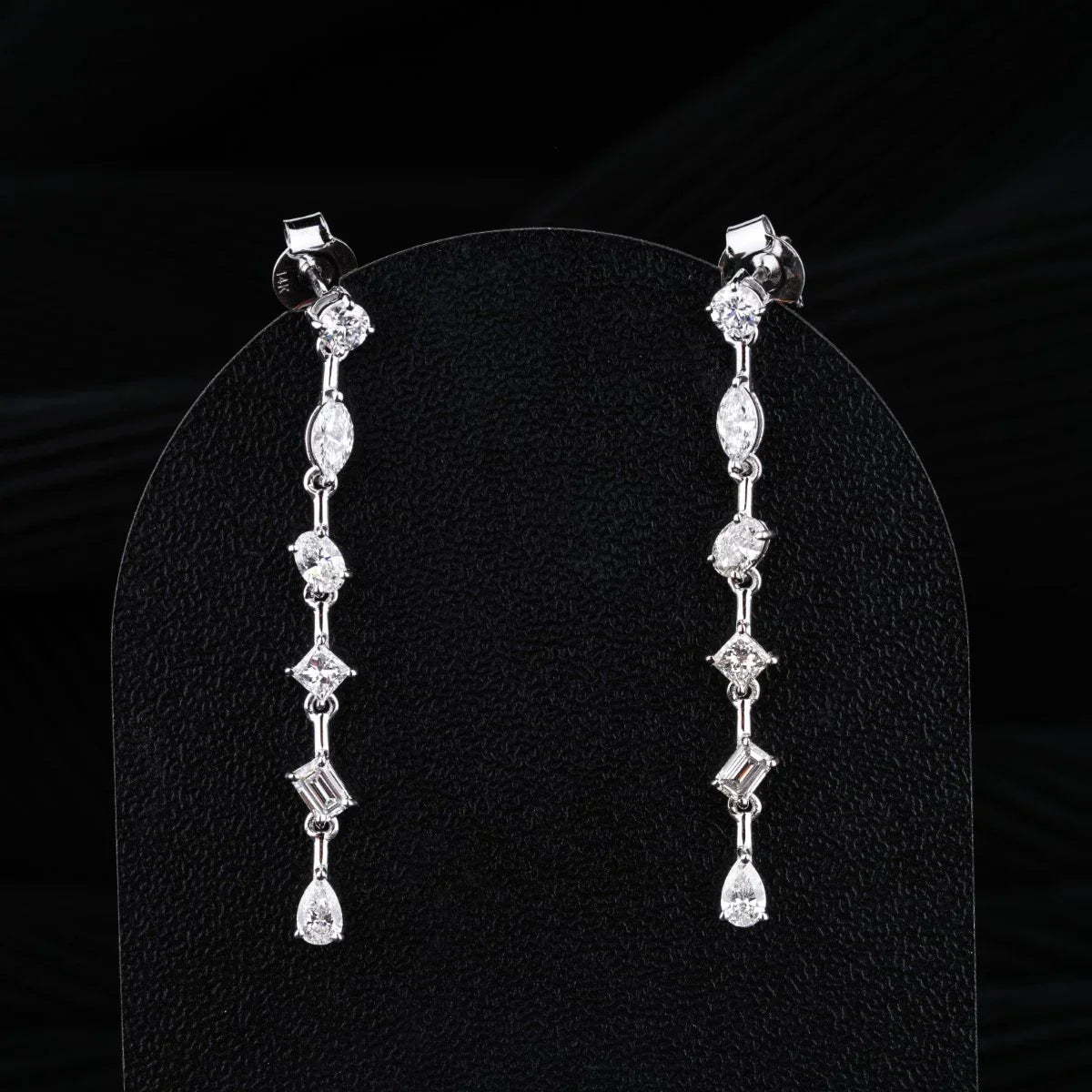 2.0 TCW Multi Shape Moissanite Drop Earrings in Gold 1