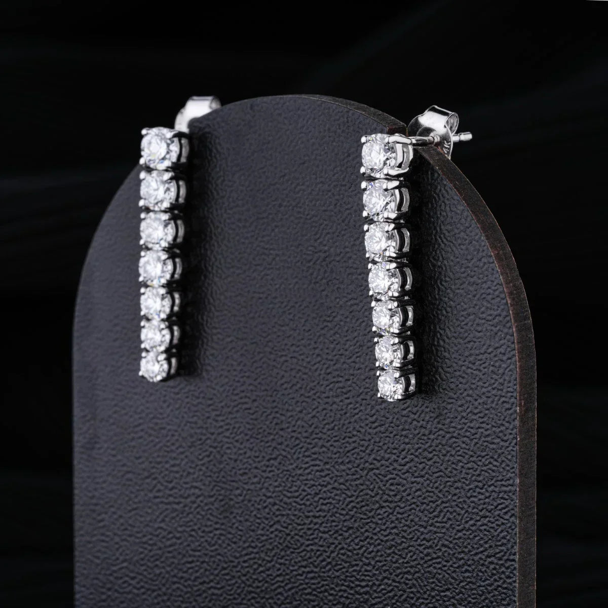 2.0 TCW Round Cut Moissanite Danglers Earrings in Gold 2