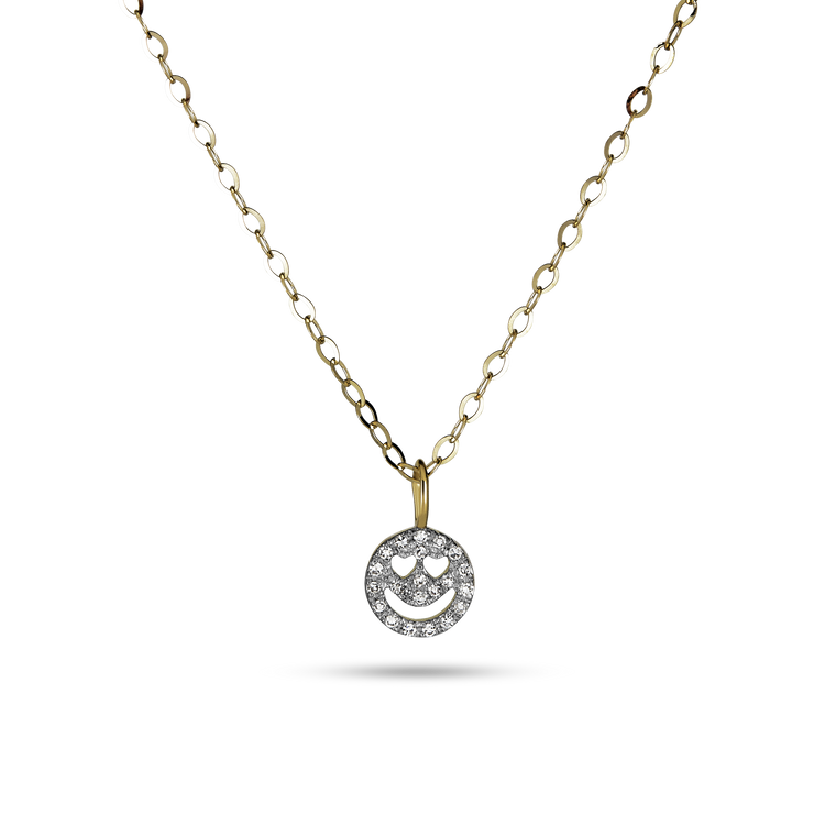 0.30 CT Round Moissanite Diamond Smiley Pendant Necklace in Solid Gold 2