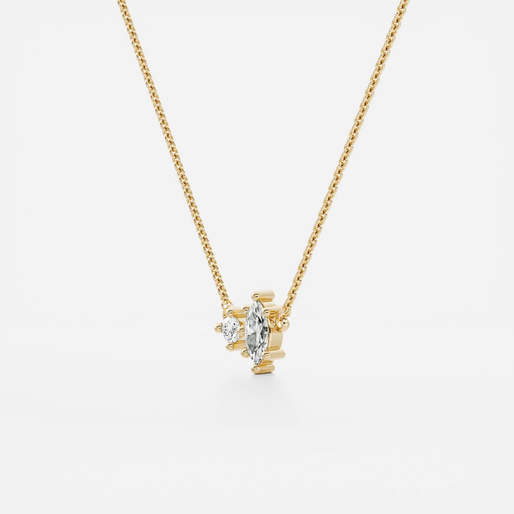 0.30 TCW Round & Marquise Moissanite Diamond Two Stone Pendant Necklace in Solid Gold 2