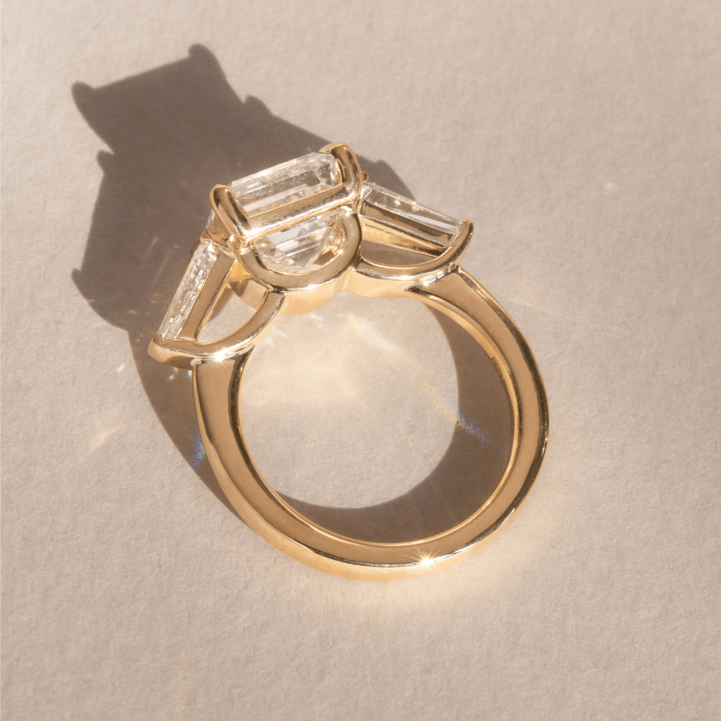 Marquise Shaped Three Stone Lab Grown Diamond Engagement Ring