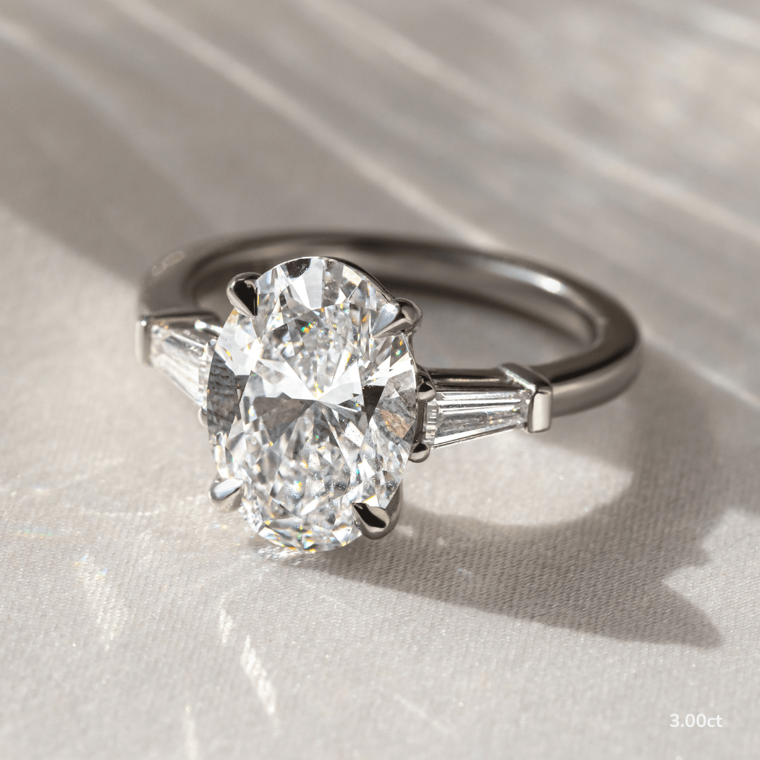 Marquise Shaped Three Stone Lab Grown Diamond Engagement Ring