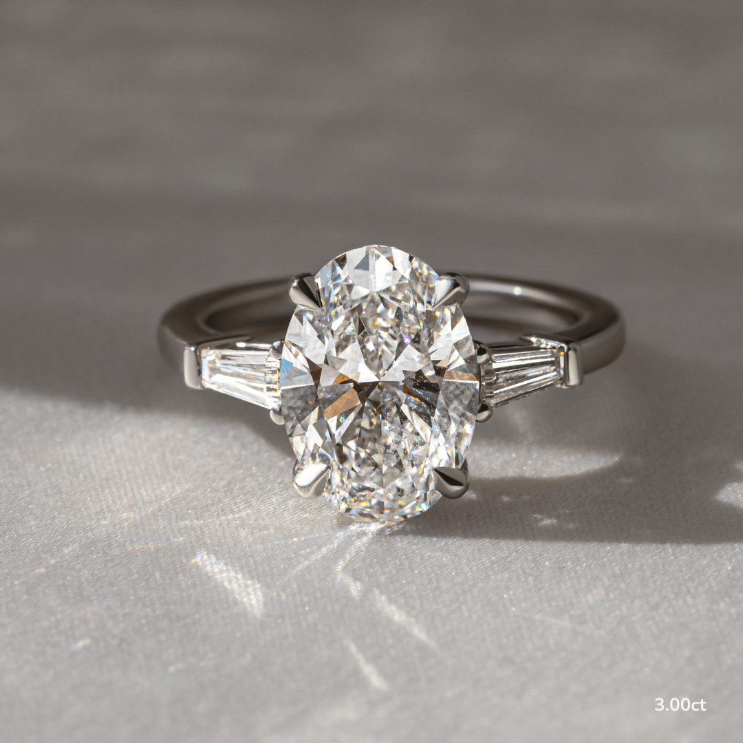 Marquise Shaped Three Stone Lab Grown Diamond Engagement Ring