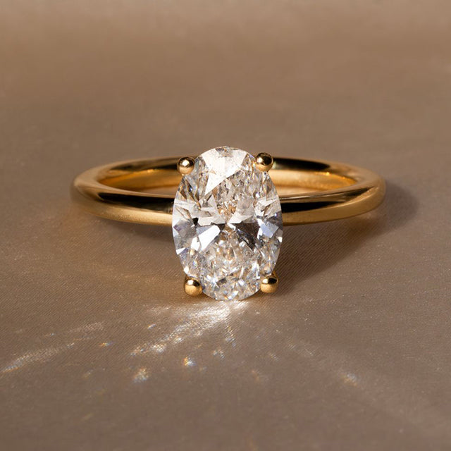 Marquise Shaped Three Stone Lab Grown Diamond Engagement Ring