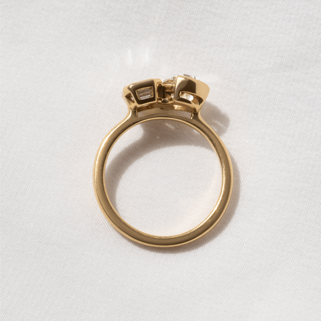 Marquise Shaped Three Stone Lab Grown Diamond Engagement Ring