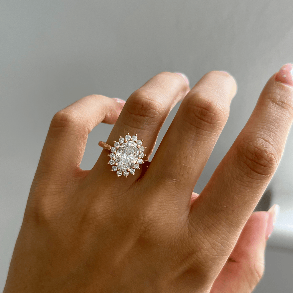 Marquise Shaped Three Stone Lab Grown Diamond Engagement Ring