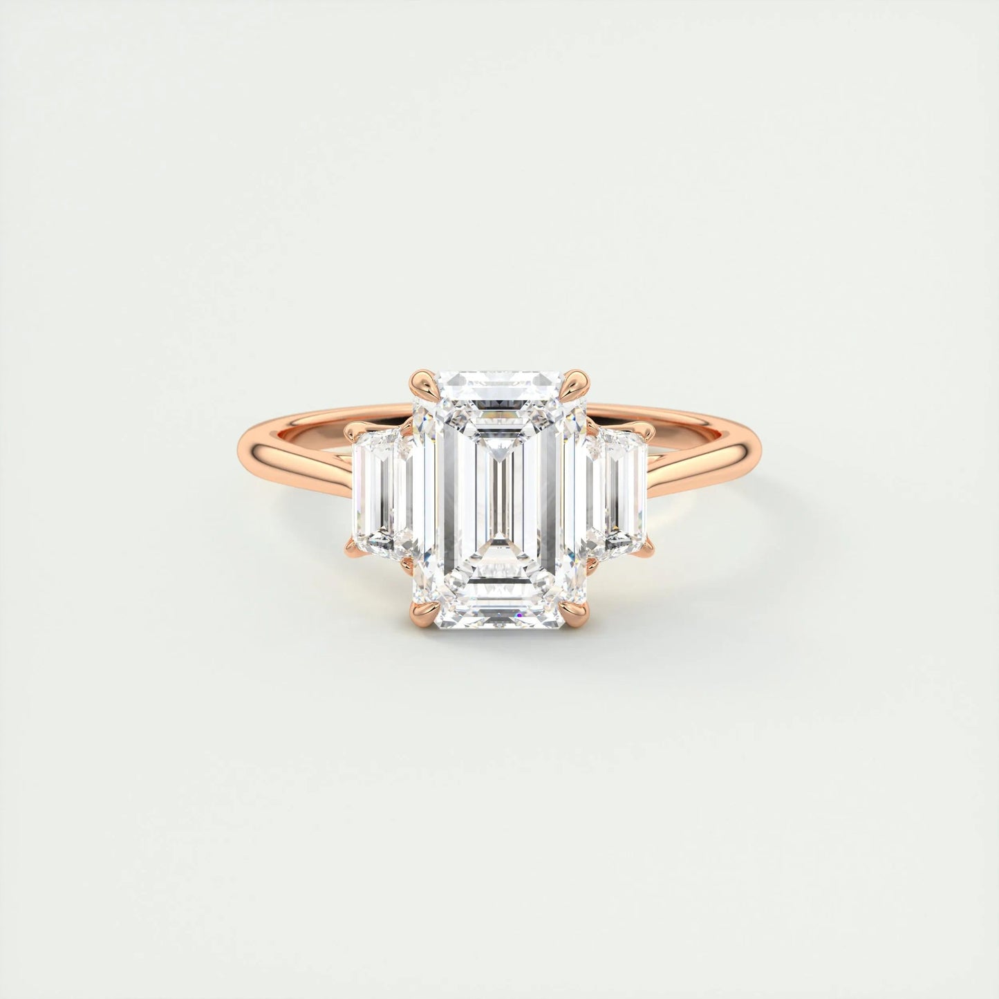 1.91 CT Emerald Cut Three Stone Moissanite Engagement Ring 15