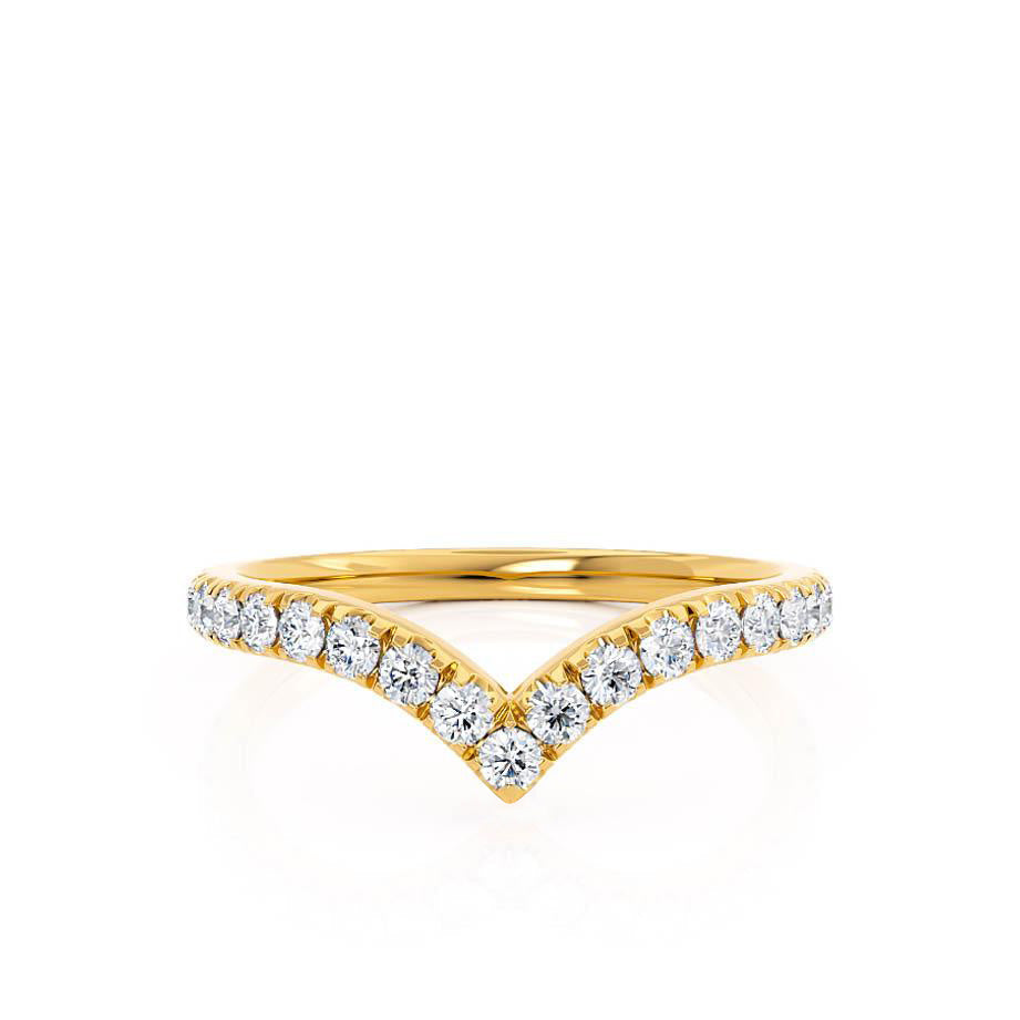 0.21 CT Round Shaped Moissanite Curved Style Wedding Band 1