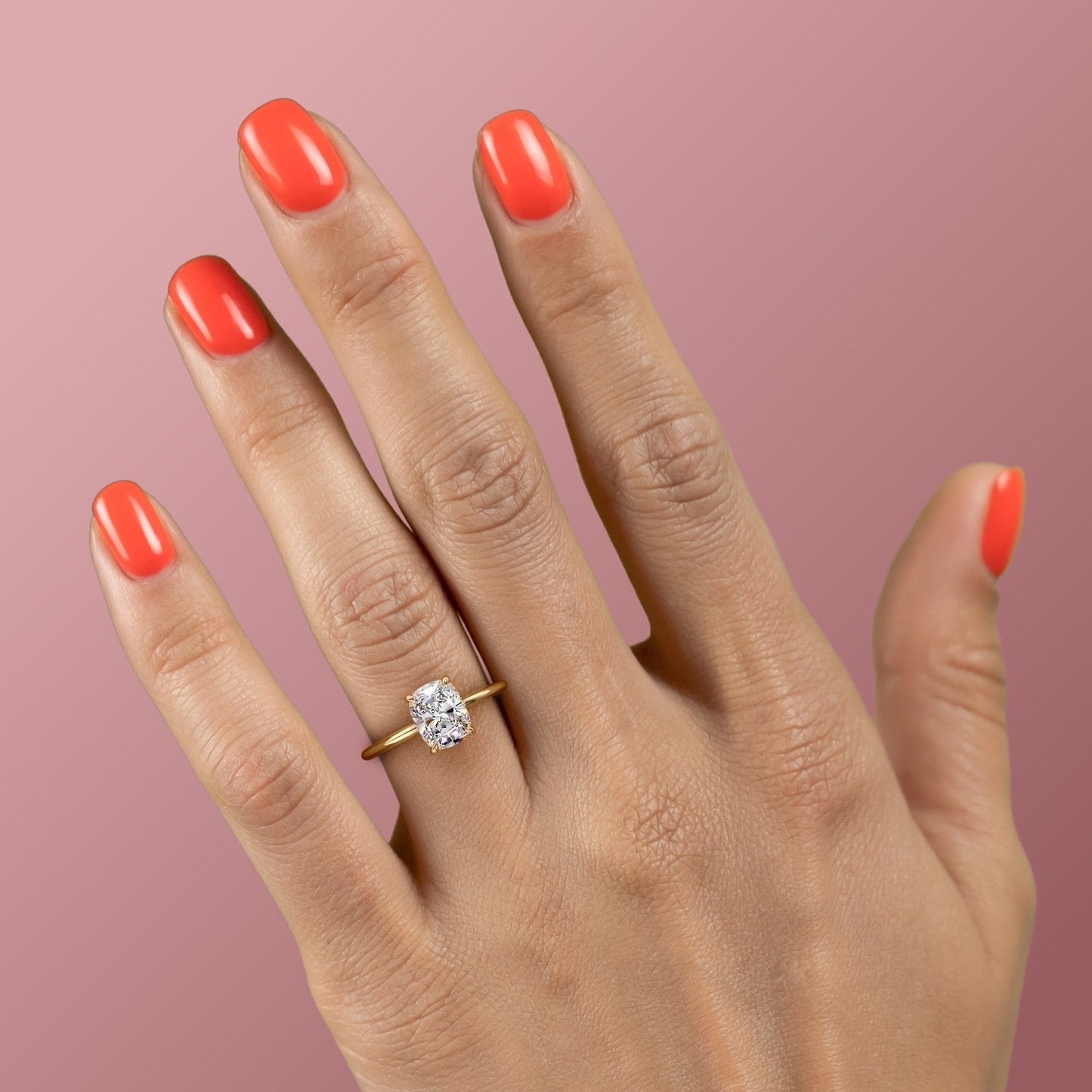 2.0 CT Elongated Cushion Cut Solitaire Hidden Halo Setting Moissanite Engagement Ring 3