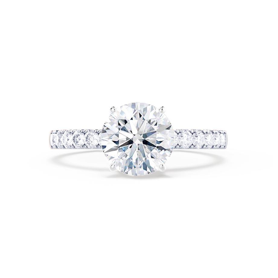 1.0 CT Round Shaped Moissanite Solitaire Pave Style Engagement Ring 2