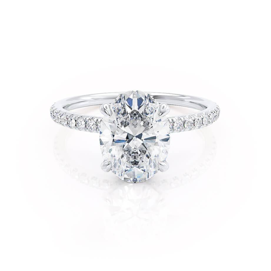1.50 CT Oval Shaped Hidden Halo Moissanite Engagement Ring 1