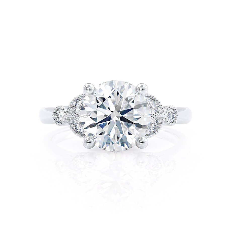 1.50 CT Round Shaped Moissanite Cluster Style Engagement Ring 4