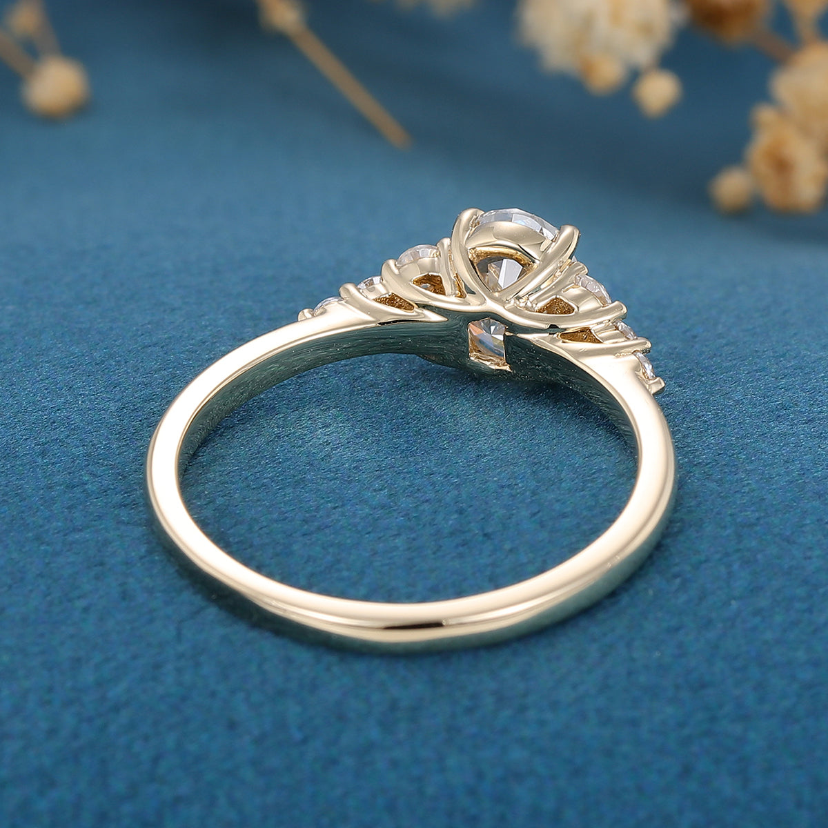 1.33 CT Oval Shaped Moissanite Cluster Engagement Ring 5