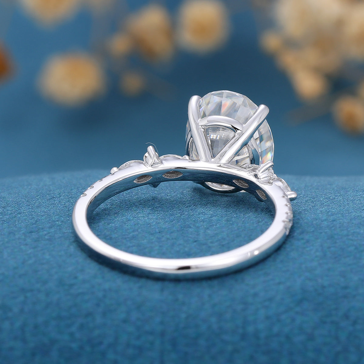 2.72 CT Oval Shaped Moissanite Solitaire Pave Engagement Ring 5