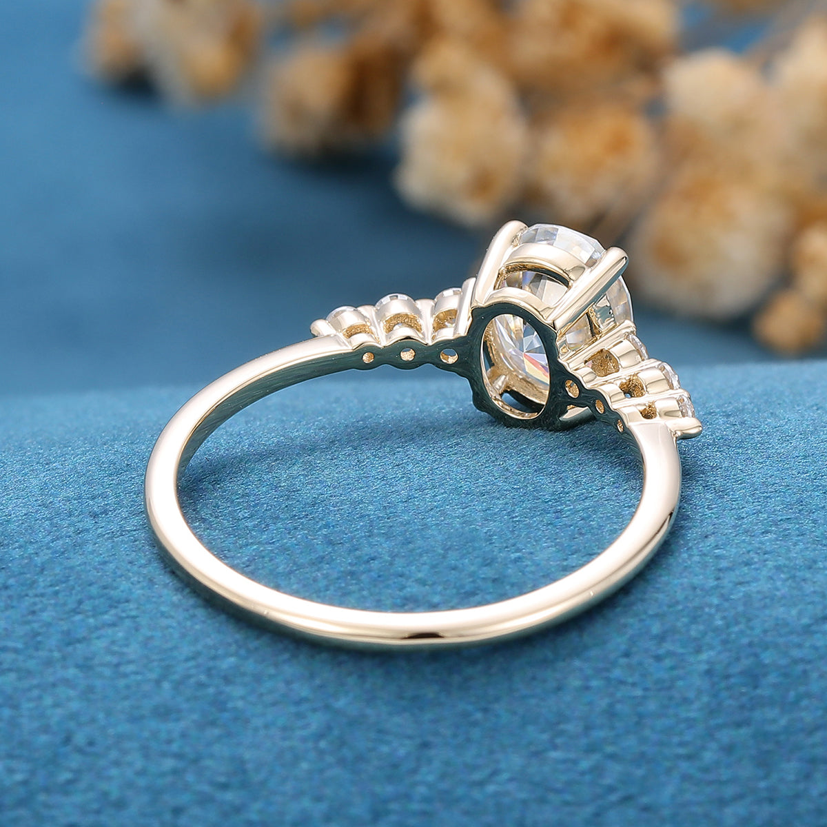 1.33 CT Oval Shaped Moissanite Solitaire Pave Engagement Ring 5