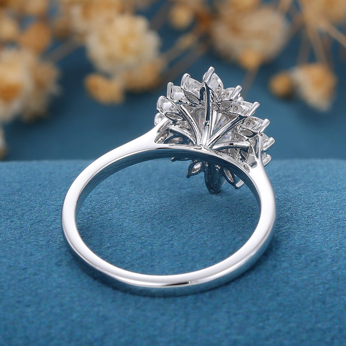 0.84 CT Oval Shaped Moissanite Halo Engagement Ring 3