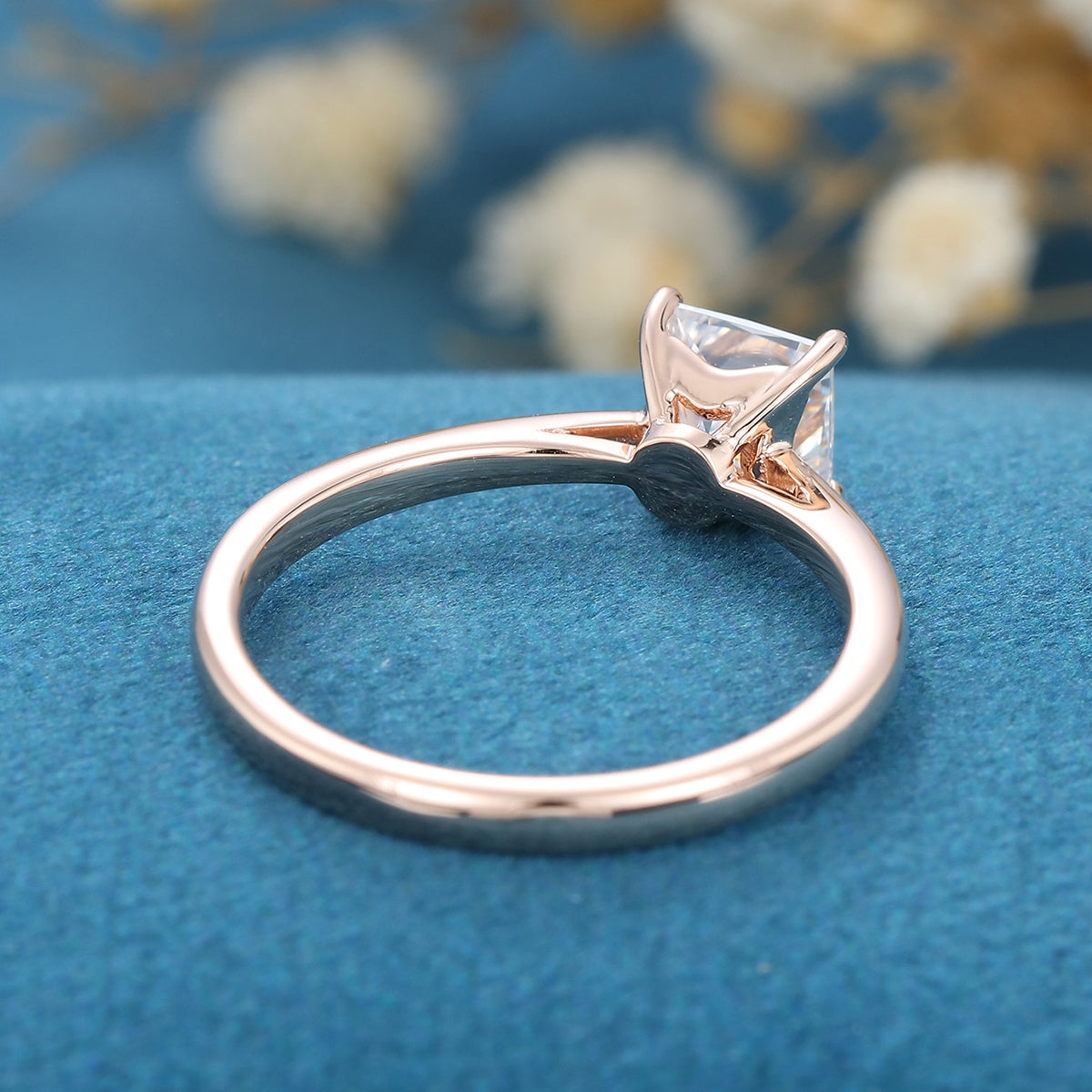 0.64 CT Princess Shaped Moissanite Solitaire Engagement Ring 5