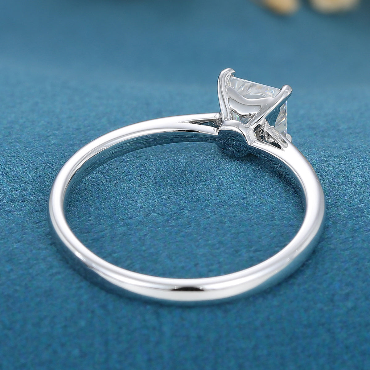 0.64 CT Princess Shaped Moissanite Solitaire Engagement Ring 5