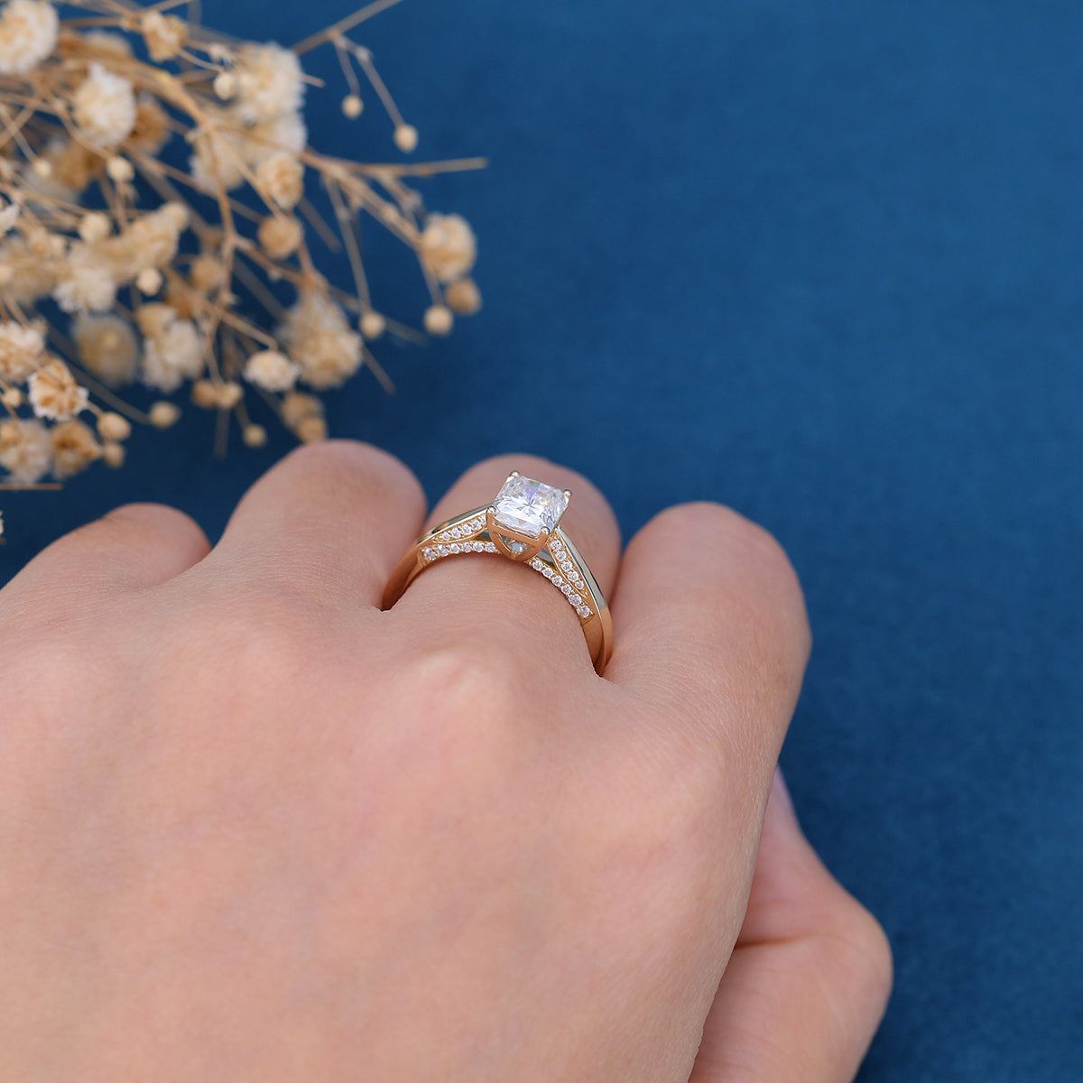 1.68 CT Radiant Shaped Moissanite Solitaire Engagement Ring 3